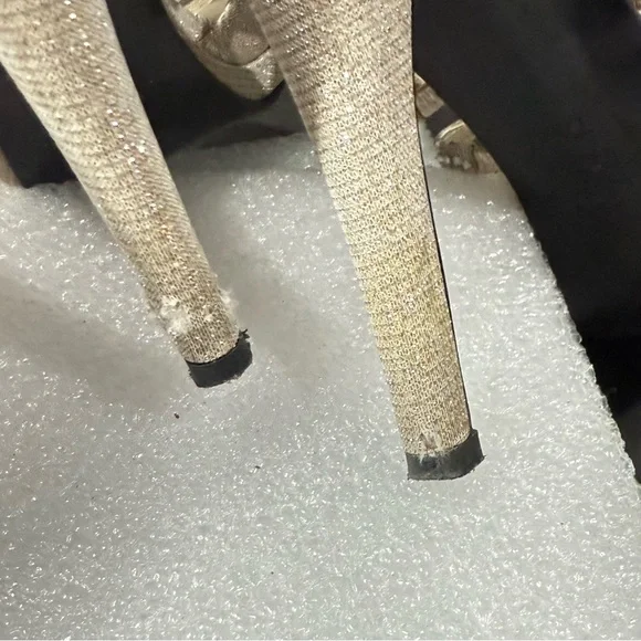 Caparros Gold Silver Rhinestone Open Toe Ankle Strap Strappy 4” Heels Size 7.5 - Picture 12 of 16